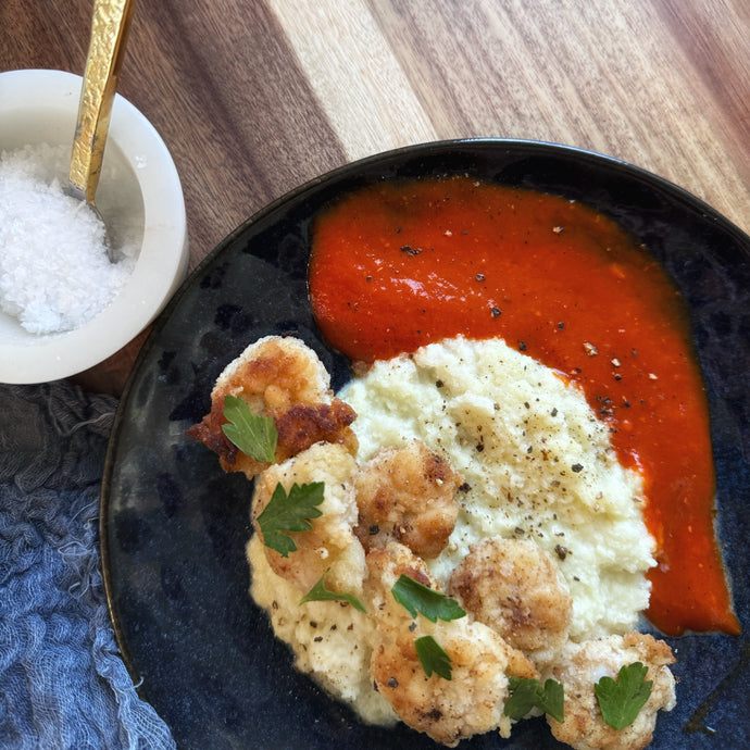 Easy Crispy Shrimp with Roasted Red Pepper Coulis