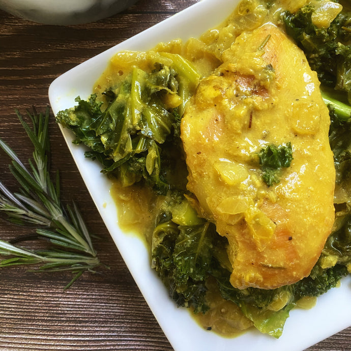 RECIPE: Paleo Mustard Chicken with Wilted Kale
